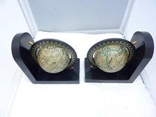 2x Buchstützen Globus Holz Schwarz um 1960 Buchständer Globen Erdkugel Erde