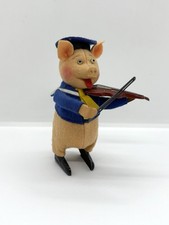 Vintage Schuco Uhrwerk zum Aufziehen Schwein spielt Geige / Geige in Matrosenuniform