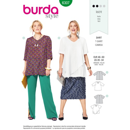 Burda 6307 shirts damen - burda,