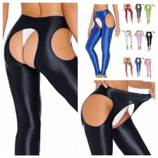 ranrann Damen Leggings Sporthose Offen im Schritt Strumpfhose Stretch Lang Hose