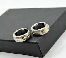 585 Gold & Edelstahl Creolen mit kleinen Diamanten – elegantes Design