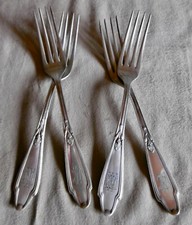 4 Gabel Jugendstil  Walter & Breuker Düsseldorf versilbert Monogram WJ Floral