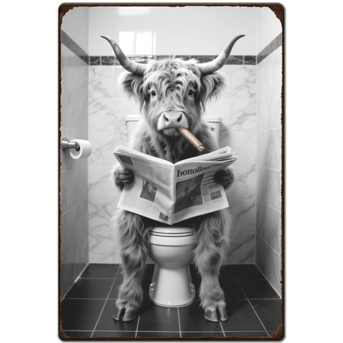 Blechschild toilette kuh retro - toilette,