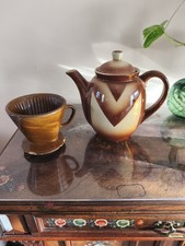 Kaffeekanne Teekanne Kanne Keramik Bunzlau Spritzdekor 30er Feuerfest Art deko