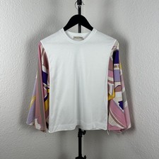 Women's Emilio Pucci Top Silk/Coton Split Sleeve Design Size S Made in Italy