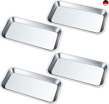 4 Stück Instrumententablett, Rechteckige Tabletts, Edelstahltabletts, 