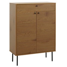 B-Ware Schuhschrank MCW-N78, skandinavischer Stil Metall Holz 115x80x35cm, natur