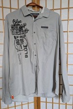 Camp David Hemd Herren Blue Label XXL Bestickt Langarm Blau Grau 