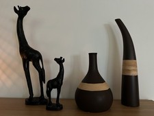 Dekoration Stil - Afrika 4 Teile Vasen und Giraffen bis 50 cm hoch 