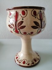Weinkelch Keramik - Becher kunstvolle Handwerkskunst Handbemalt ? ( MAßE :) 
