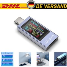 USB-C Tester Messgerät Typ-C Multimeter Digital PD Voltmeter Spannungsprüfer DE