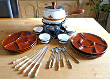 FONDUE GARNITUR, FÜR 6 PERSONEN, GEBRAUCHT, SAUBER + UNBESCHÄDIGTER ZUSTAND, TOP
