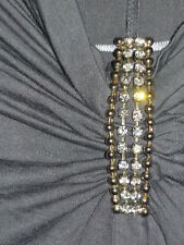 Damen Shirt Wasserfall - Ausschnitt mit Schmuckelement Größe 42 Grau elegant