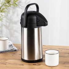 Thermoskanne 2,2 Liter aus Edelstahl Pumpkanne Isolierkanne Thermo Kanne Kaffee