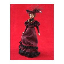 Creal 269452 bordeauxfarbene Puppe "Lady" aus Porzellan 1:12 für Puppenhaus NEU#