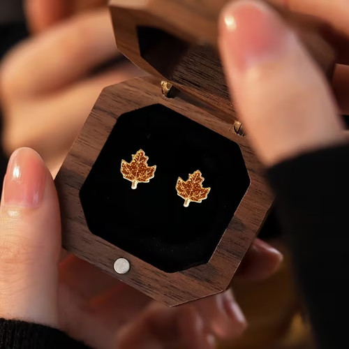 Ohrstecker blatt gold rot - 🍁,
