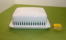 Melitta   Butterdose  1-250 weiß mit grünem Muster