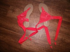 Stoff Sandalen von 3 SUISSES in leuchtend Koralle