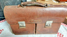 Alte/antike Echtleder Schultasche (Lehrer, Dokumente, Büro, Aktentasche usw.)