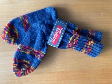 handgestrickte Socken Blau-bunt gestreift Größe 37-38