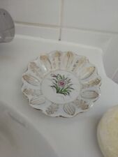 Antike Seifenschale Porzellan aus Belgien, Narzissen circa 11 cm Goldrand