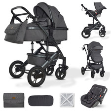 BRONEA® Kombi Kinderwagen 3-in-1 Komplettset BUGGY & AUTO-BABYSCHALE & MATRATZE