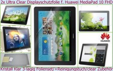 2x Kristall Klar Display Schutz Folie für Huawei Media Pad 10 FHD Clear Screen