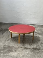 Alvar Aalto Early Artek Round Coffe Table 100cm Birch Linoleum 1950s / 60s