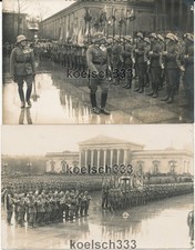 2 Fotos Wehrmacht Parade General Kommandeur alte Fahnen Spielmannszug Musik ...