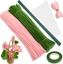 200 Stück Pfeifenputzer Basteln Blumen Set Floristenband Schleifenband