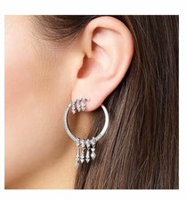 925 sterling Silber Creolen  Ohrringe Zirkon Steine  925 NEU