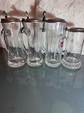 4 X Bierkrug 0,5 L mit Zinndeckel,  Seidel, Konvolut , NEU unbenutzt