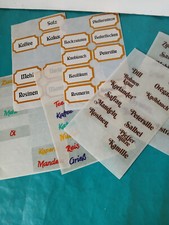 Verschiedene Aufkleber Mehl,Basilikum,Haferflocken usw