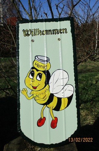 Schild lustig biene honigtopf - schild,