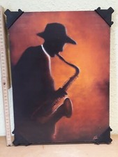 Saxophon Man, Dekoration Wandschmuck Einrichtung stabil neuwertig rotbraun 