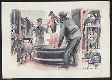 Originalzeichnung Carl Hagenbeck Thaga-Post 50er Tiere Wilhelm Eigener signiert