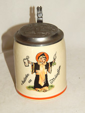 Bierkrug mit Zinndeckel 1/4L  Münchener Kindl Deckel Reliefdekor um 1910/20