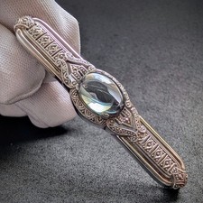 Art Deco Brosche 935 Silber Aquamarin alt antik c. 1920