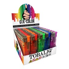 50 Feuerzeuge  GIX-COLOR Transparent Mehrweg Kindersicherung Feuerzeug Elektro