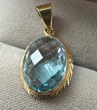 Anhänger Gg 750, Blautopas Facettiert, 13x10 mm, 2,3 Gramm, Anh. 25x13,5 mm