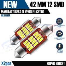 2x Festoon 42mm C10W SV8 12 SMD LED CANBUS Birne keine Fehler - Xenon Weiß