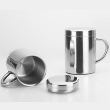 NEU Doppelwandiger Edelstahl Reisebecher & Deckel mit Thermoisolierter Tasse .