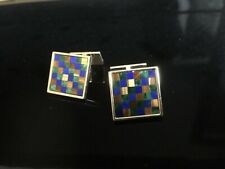 Manschettenknöpfe, 18K/750 Gelbgold. Lapislazuli, Tigerauge, Malachit