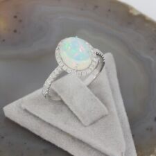 Wert 1690 € Brillant Opal Ring in 585er 14 Karat Weiß Gold