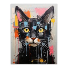 Messy black cat - bright, pet