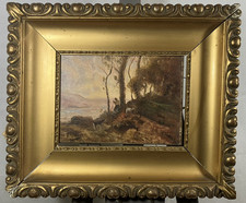 Öl Auf Tafel Schäferwagen Aus -ufer Meer Landschaft Korsika? Am Rücken Nr. 3298