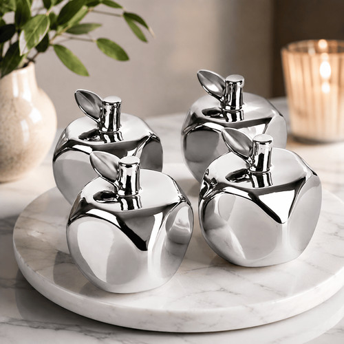 4er set deko äpfel chrom - deko,
