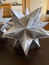 3 x Bascetta Stern, Weihnachtsstern fertig gefalten, silber-weiß,  20 cm