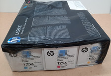 3x Toner HP 125A = Yellow CB542A + Magenta CB543A +  Cyan CB541A Umfolie offen