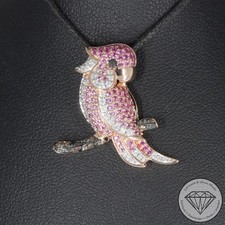 Wert 3050 € Brillant Diamant Saphir Papagei Anhänger in 585 14 Karat Rosé Gold